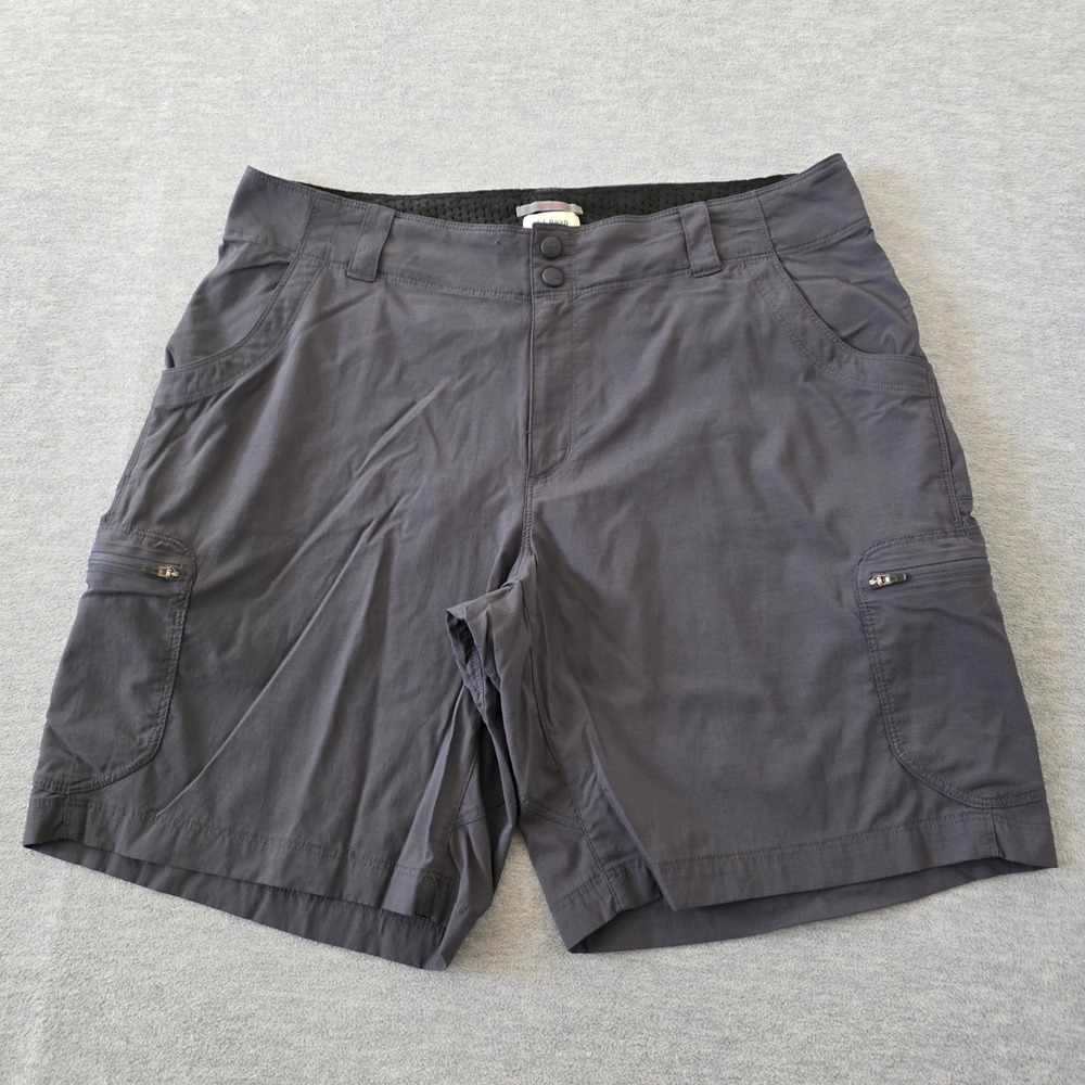 LL Bean Vista Camp Shorts Womens 14 Gray Nylon Hiking Cargo 280427